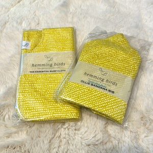 Hemming Birds - Flannel Baby Bib and Burp Cloth